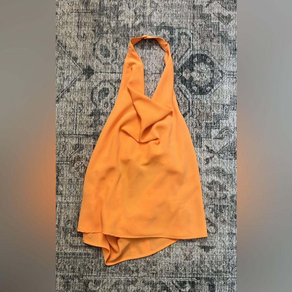 Zara Orange Halter Neck Tank Top
